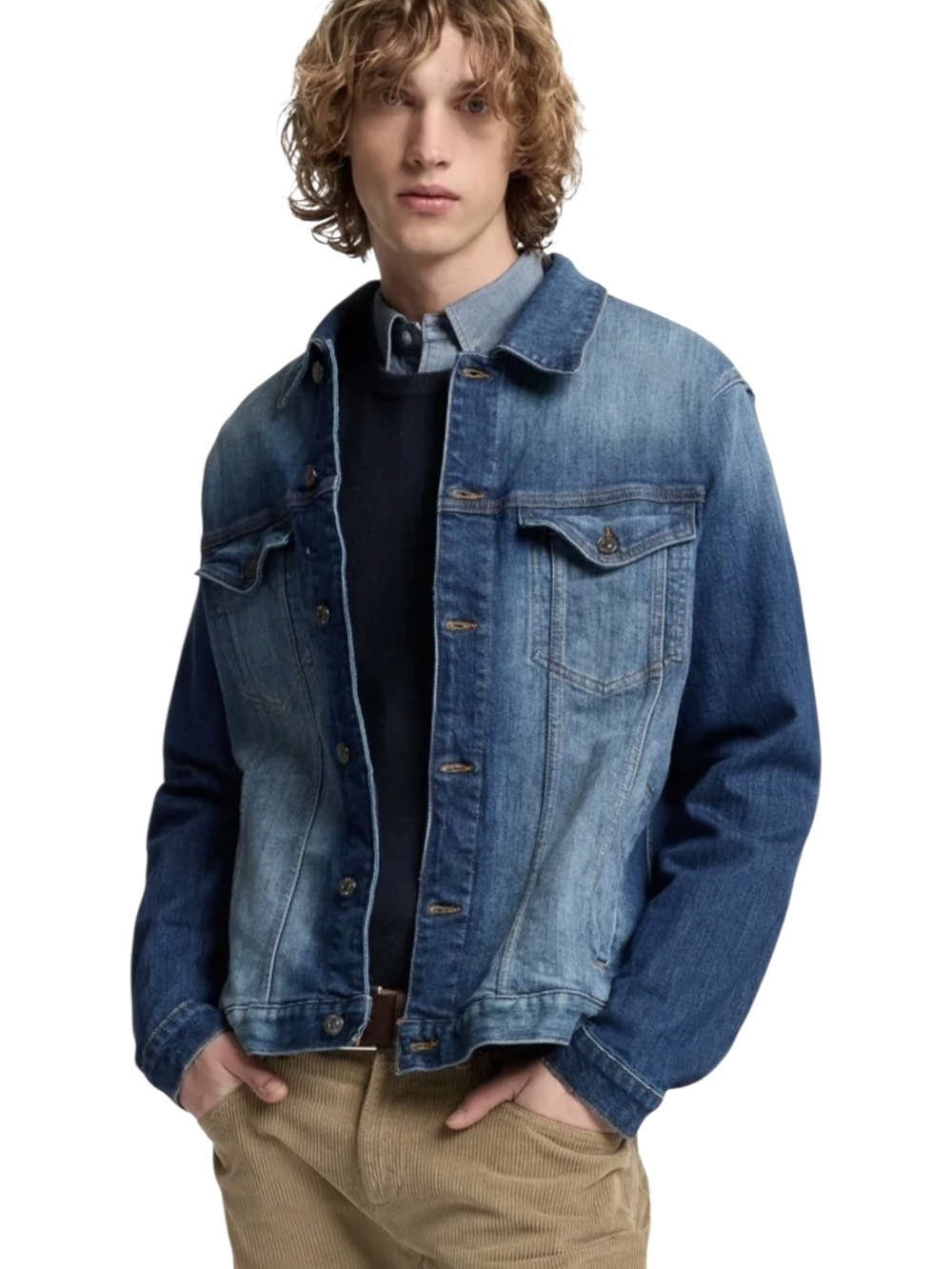 7 For All Mankind Men's Blue Denim Jacket - Classic Trucker Style